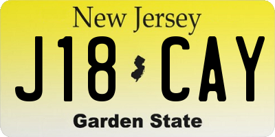 NJ license plate J18CAY