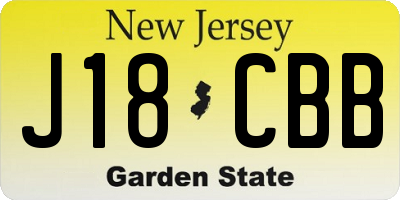 NJ license plate J18CBB