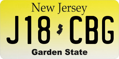 NJ license plate J18CBG