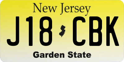 NJ license plate J18CBK