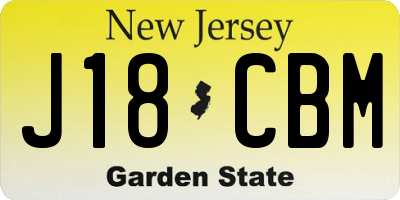 NJ license plate J18CBM