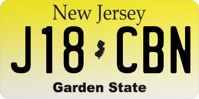 NJ license plate J18CBN