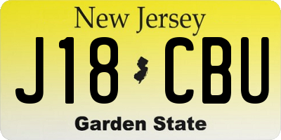 NJ license plate J18CBU
