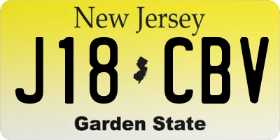 NJ license plate J18CBV