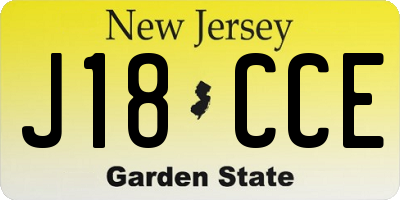 NJ license plate J18CCE