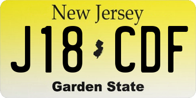 NJ license plate J18CDF