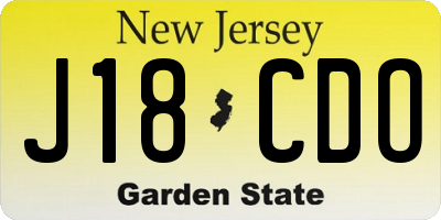 NJ license plate J18CDO