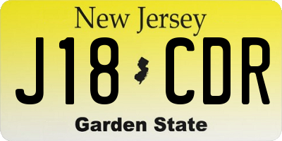 NJ license plate J18CDR