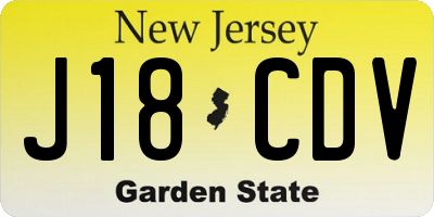 NJ license plate J18CDV