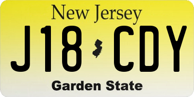 NJ license plate J18CDY