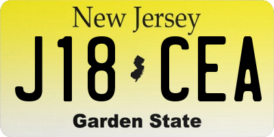NJ license plate J18CEA