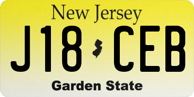 NJ license plate J18CEB