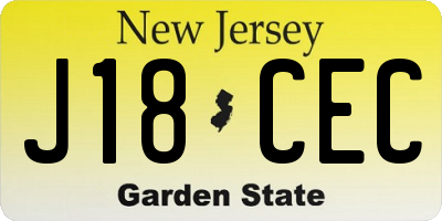 NJ license plate J18CEC