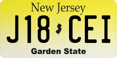 NJ license plate J18CEI