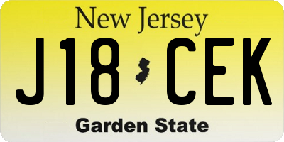NJ license plate J18CEK