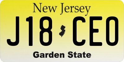 NJ license plate J18CEO