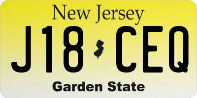 NJ license plate J18CEQ