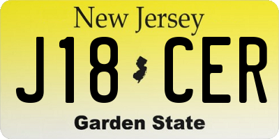 NJ license plate J18CER