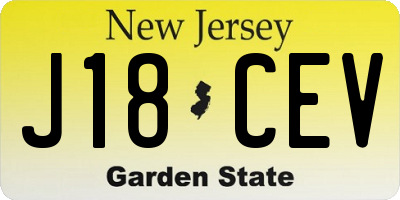 NJ license plate J18CEV