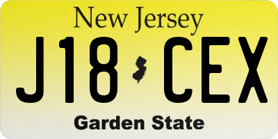 NJ license plate J18CEX