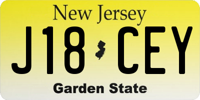 NJ license plate J18CEY