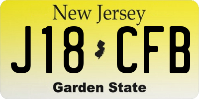 NJ license plate J18CFB
