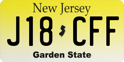 NJ license plate J18CFF