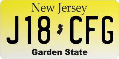 NJ license plate J18CFG