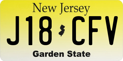 NJ license plate J18CFV
