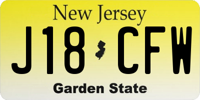 NJ license plate J18CFW