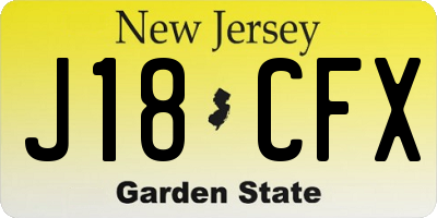 NJ license plate J18CFX