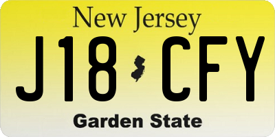 NJ license plate J18CFY