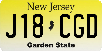 NJ license plate J18CGD