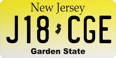 NJ license plate J18CGE