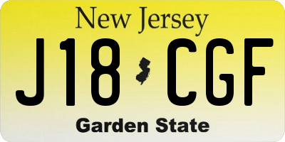 NJ license plate J18CGF