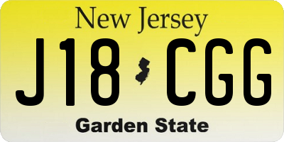 NJ license plate J18CGG