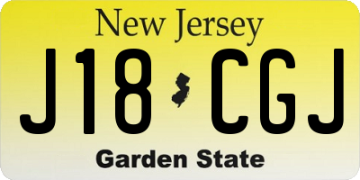 NJ license plate J18CGJ
