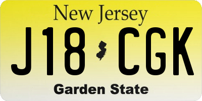 NJ license plate J18CGK