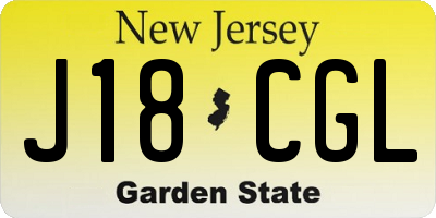 NJ license plate J18CGL