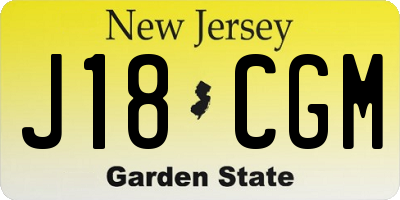 NJ license plate J18CGM