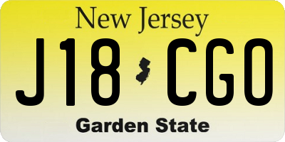 NJ license plate J18CGO