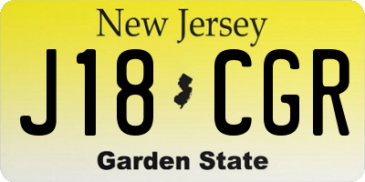 NJ license plate J18CGR