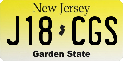 NJ license plate J18CGS