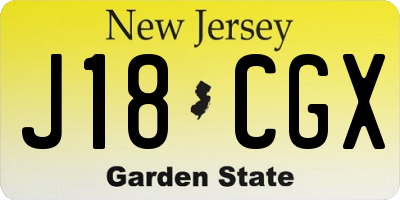 NJ license plate J18CGX