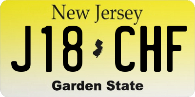 NJ license plate J18CHF