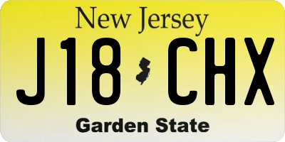 NJ license plate J18CHX