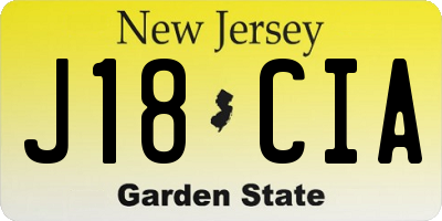 NJ license plate J18CIA