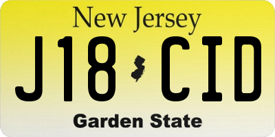 NJ license plate J18CID
