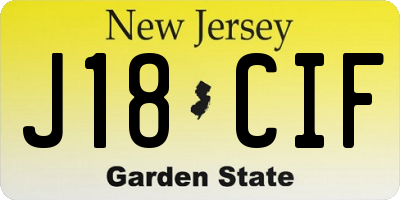 NJ license plate J18CIF