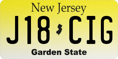 NJ license plate J18CIG
